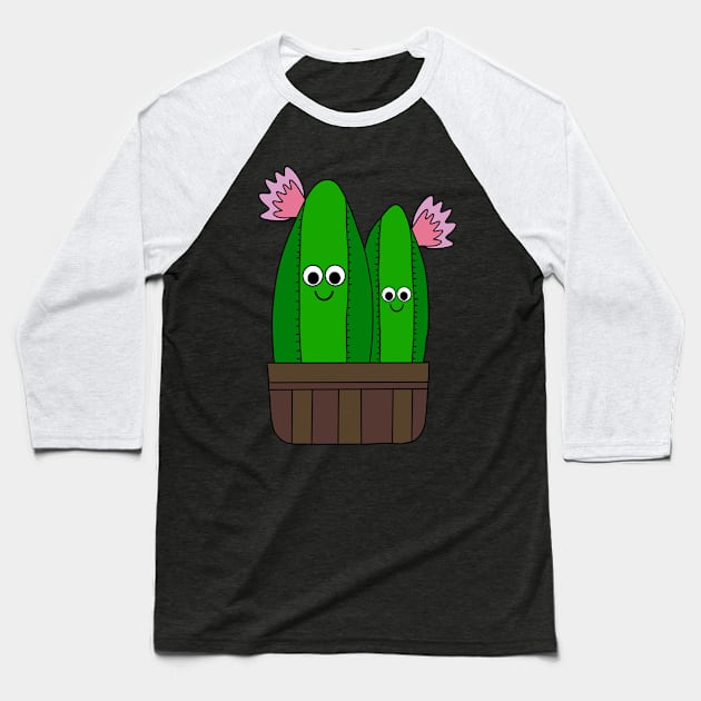 Cute Cactus Design #198: Cacti Cuties In A Basket Baseball T-Shirt by DreamCactus